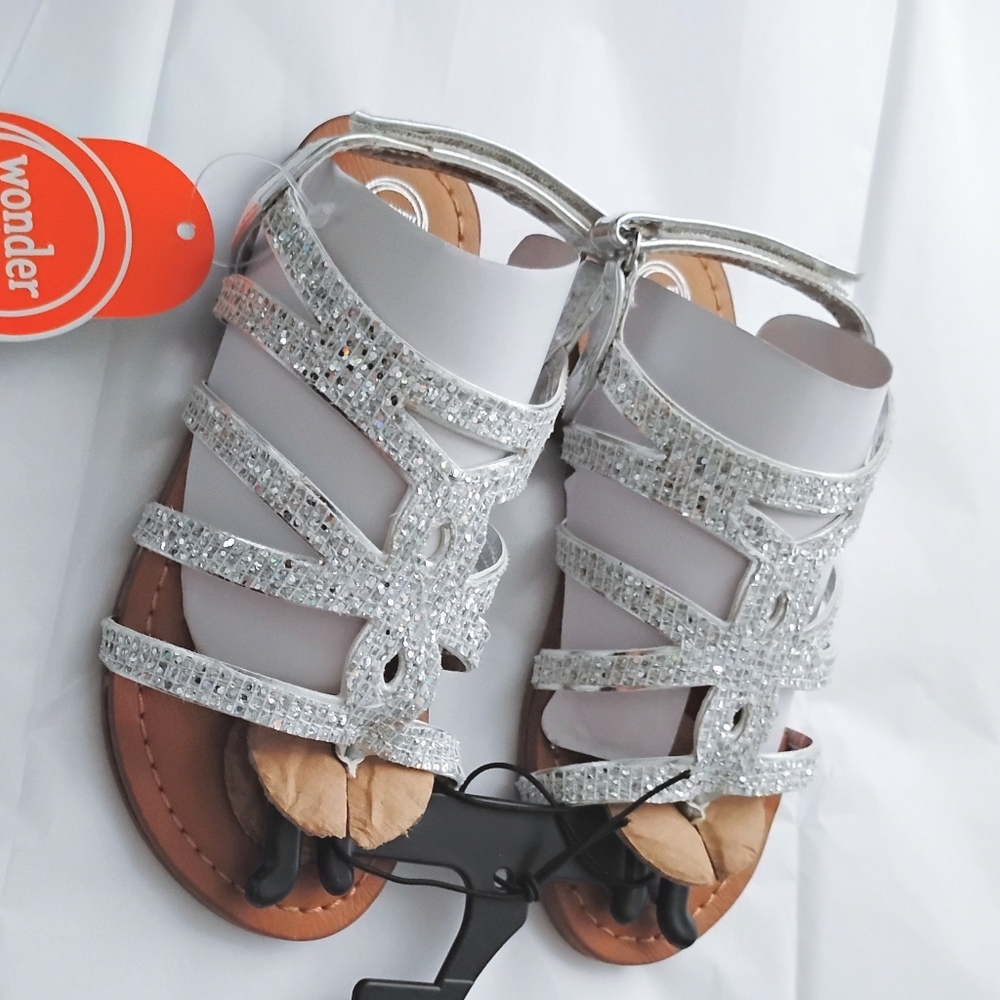 NWT!  Wonder Nation Glittery Silver Kids Sandals